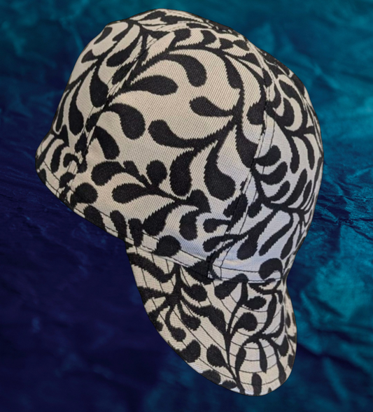 Black & White Flame-Resistant Welding Cap with Stitch Detail – Durable Beanie for Welders