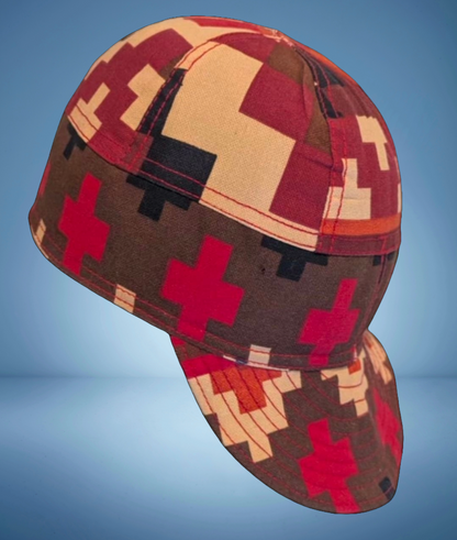 Red Cross Flame-Resistant Welding Cap with Stitch Detail – Durable Beanie for Welders