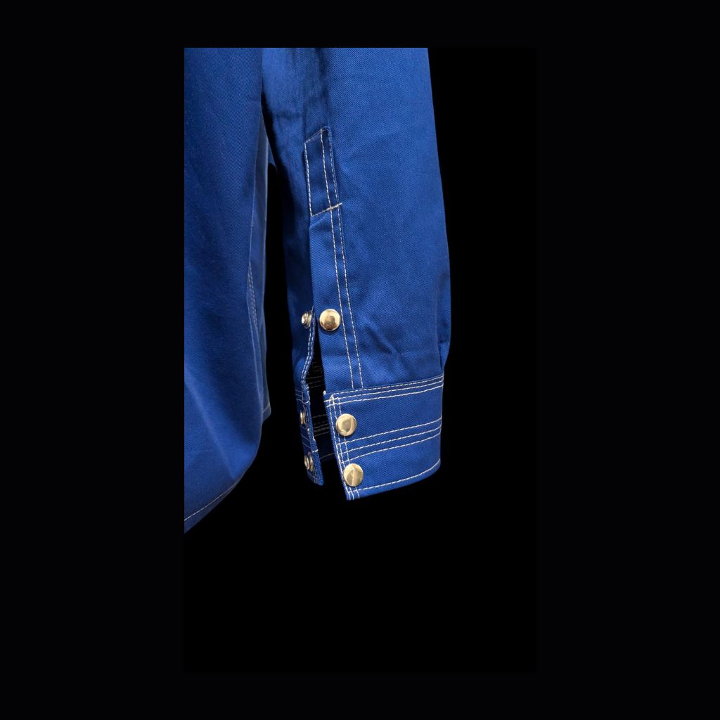 Fire Resistant Shirts for Men Snaps Down Water Repellent FR Welding Jackets, Blue