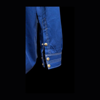 Fire Resistant Shirts for Men Snaps Down Water Repellent FR Welding Jackets, Blue