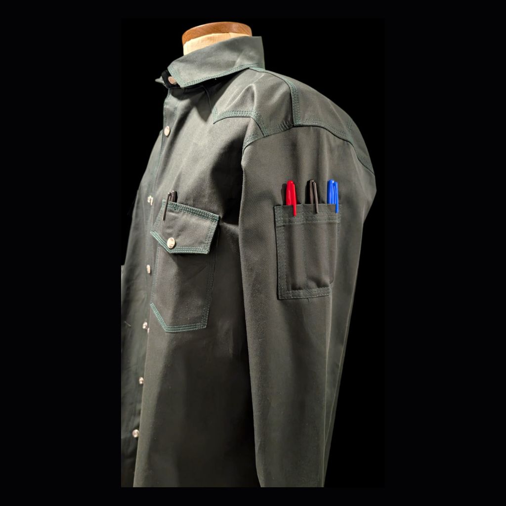 Fire Resistant Shirts for Men Snaps Down Water Repellent FR Welding Jackets, Khaki