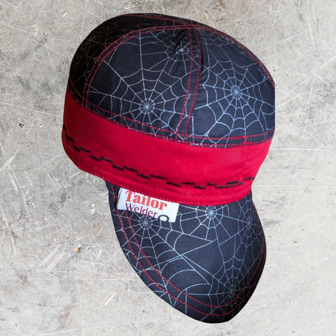 Spider Web Flame-Resistant Welding Cap with Stitch Detail – Durable Beanie for Welders