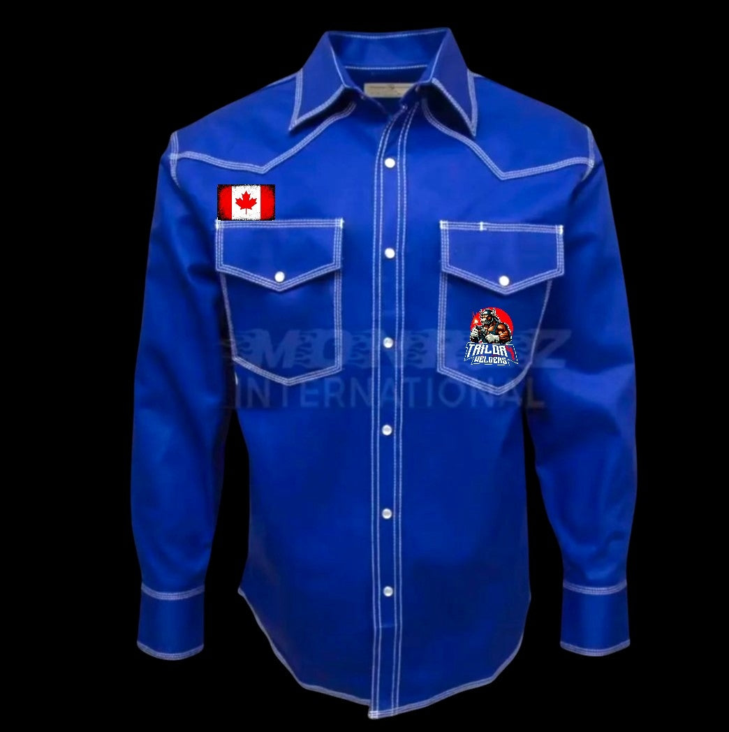 Fire Resistant Shirts for Men Snaps Down Water Repellent FR Welding Jackets, Khaki