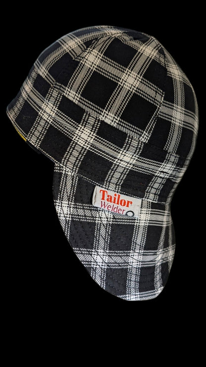 English pattern black and white squares- Resistant Welding Cap with Stitch Detail – Durable Beanie for Welder (Copy) (Copy)